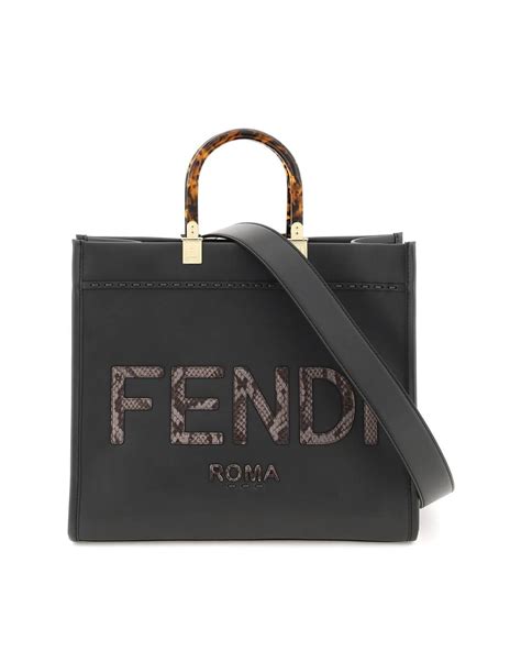 fendi flip tote black|fendi sunshine medium leather tote.